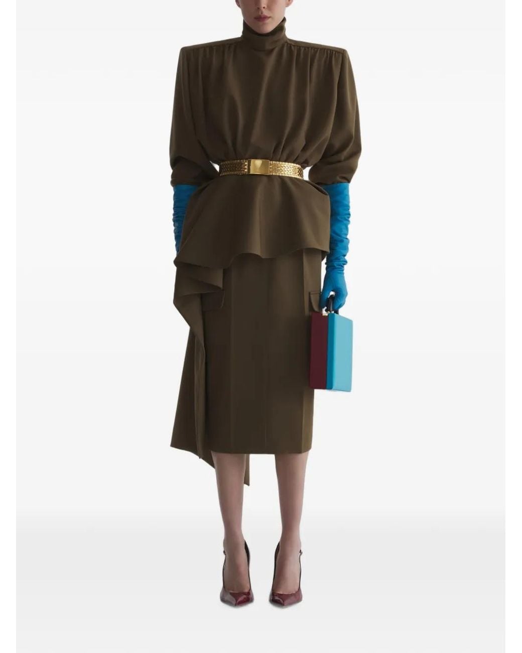 Mugler Green Peplum Blouse