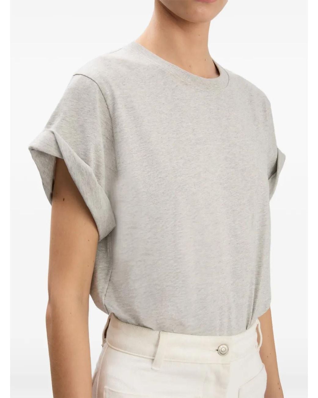 Victoria Beckham Gray Tilly Rolled-Sleeve T-Shirt