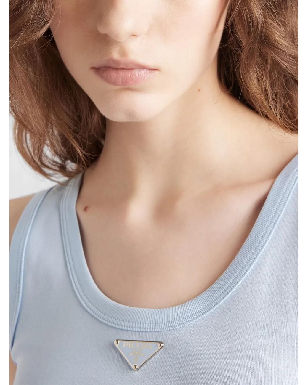 Prada Blue Ribbed Knit Tank Top