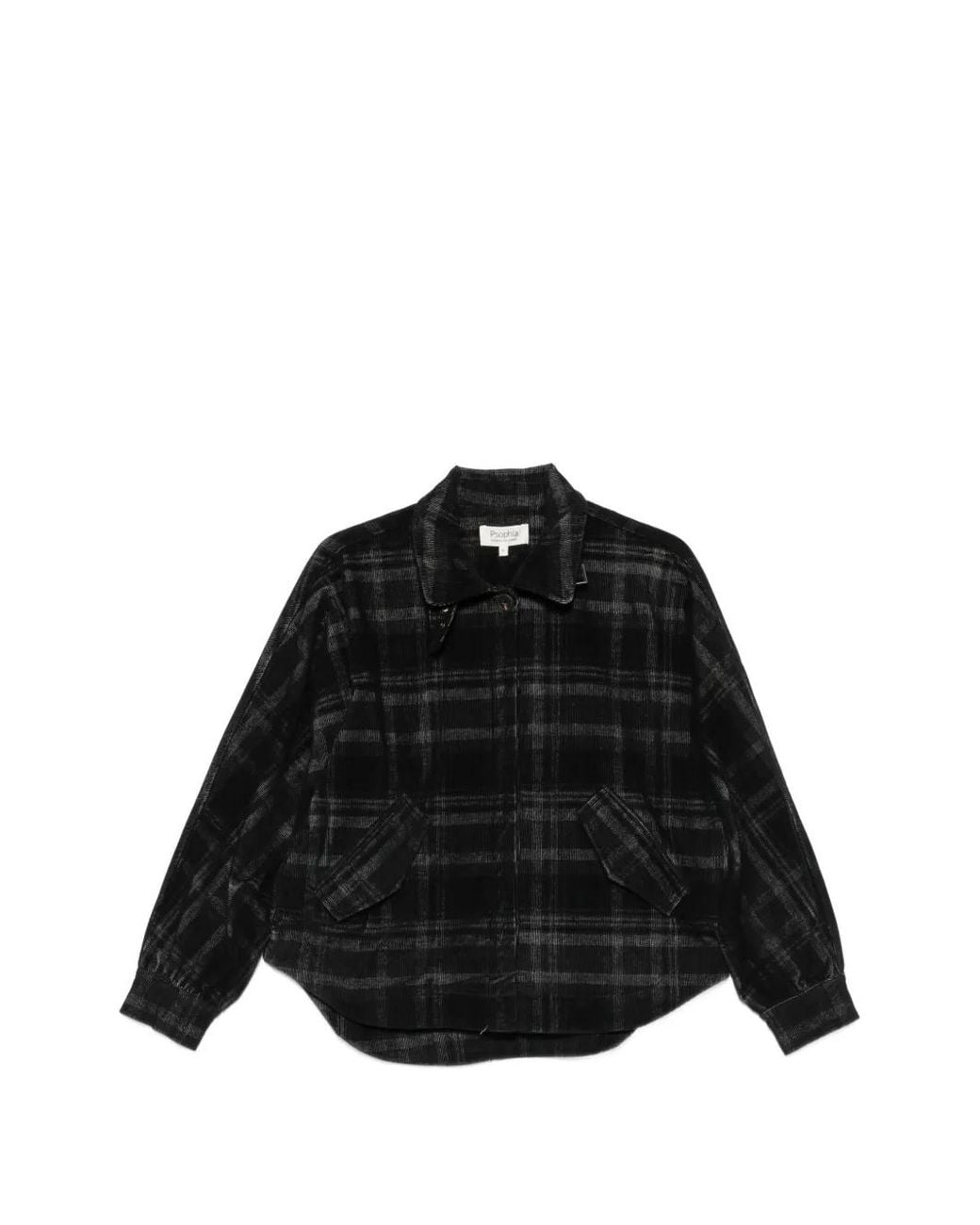Psophia Black Check-Print Buckled-Collar Jacket