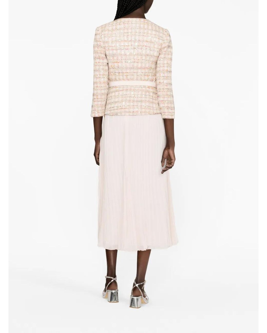 Self-Portrait Natural Fully-Pleated Flared Dress