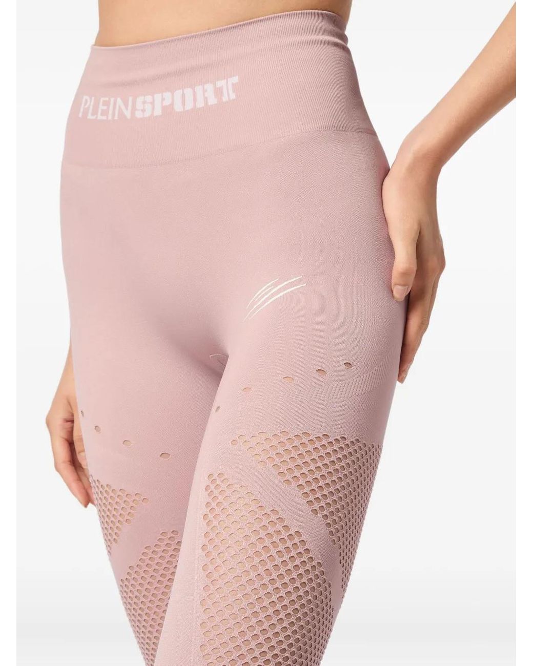 Philipp Plein Pink Seamless Mesh-Insert Leggings