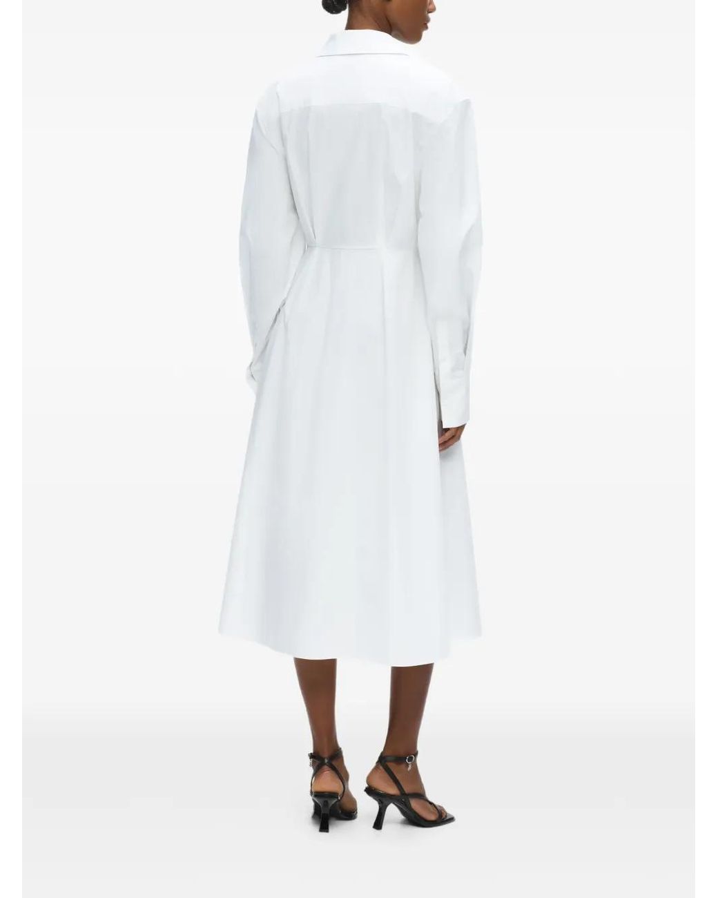 Karl Lagerfeld White Poplin Pleated Shirt Dress