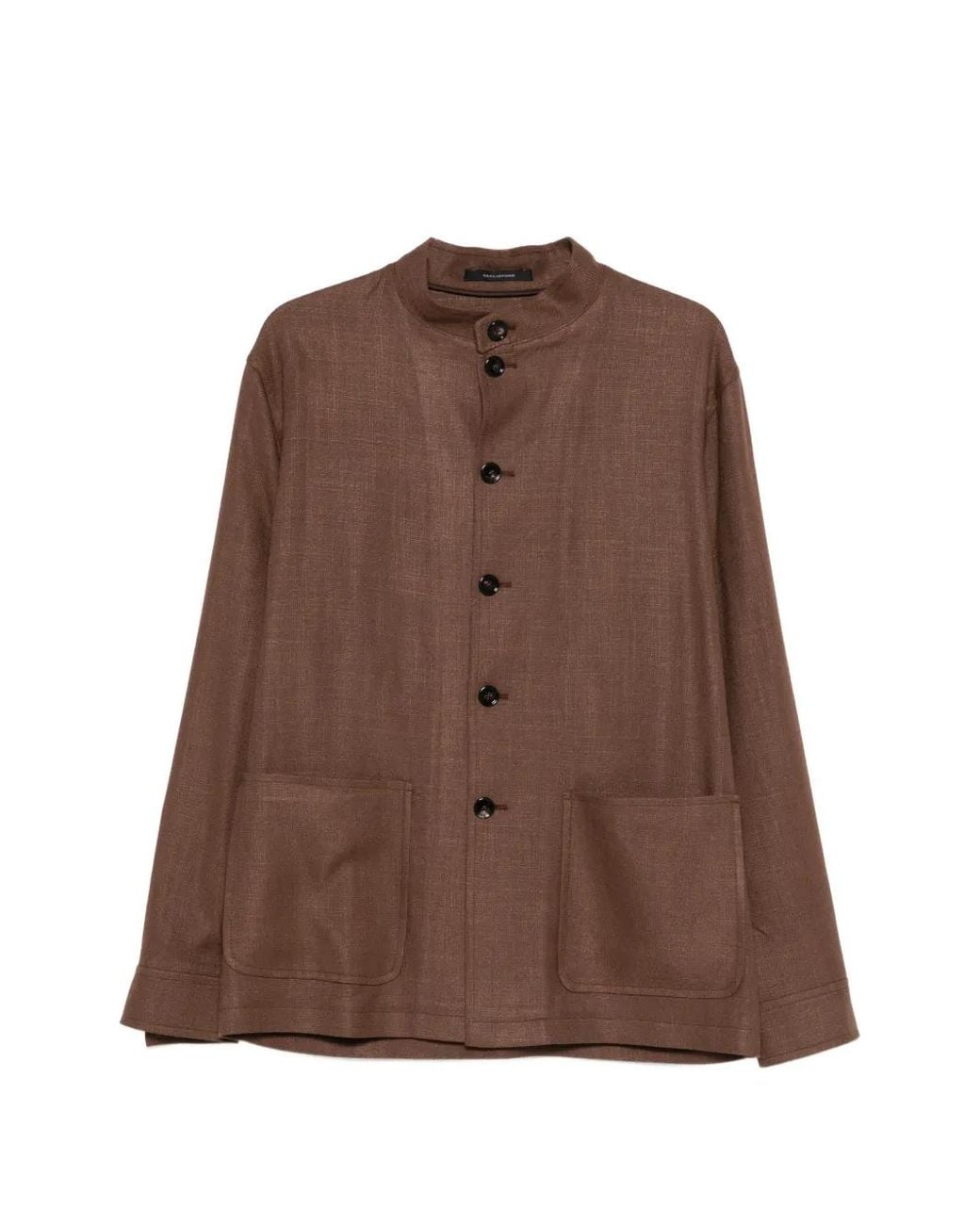 Tagliatore Brown Button Patch Pocket Jacket for men