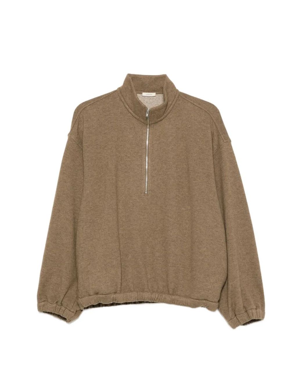 LAMRONS Natural Quarter-Zip Elasticated-Hem Sweater