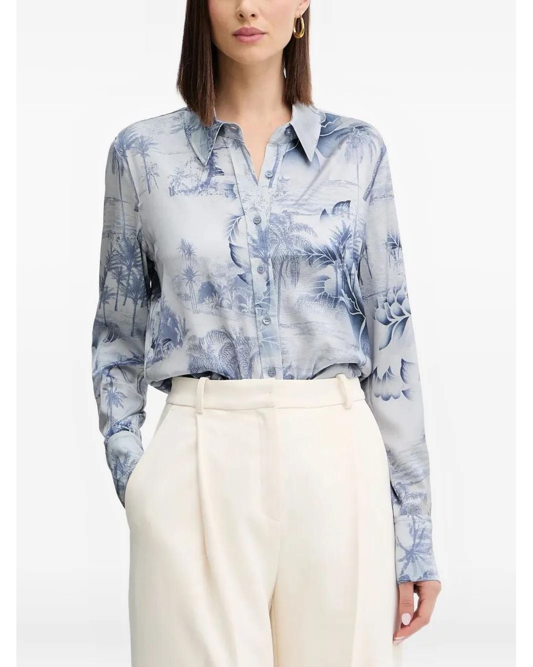 Guess Blue Geknöpftes Oberteil Mit Print