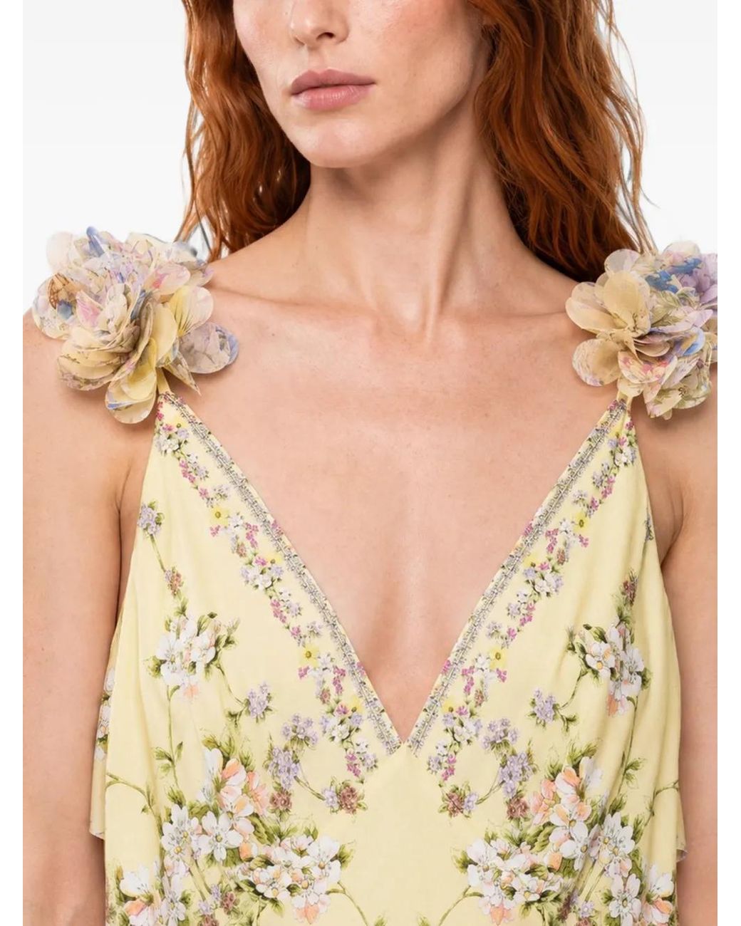 Camilla Metallic Robe En Soie Darling Buds À Fleurs