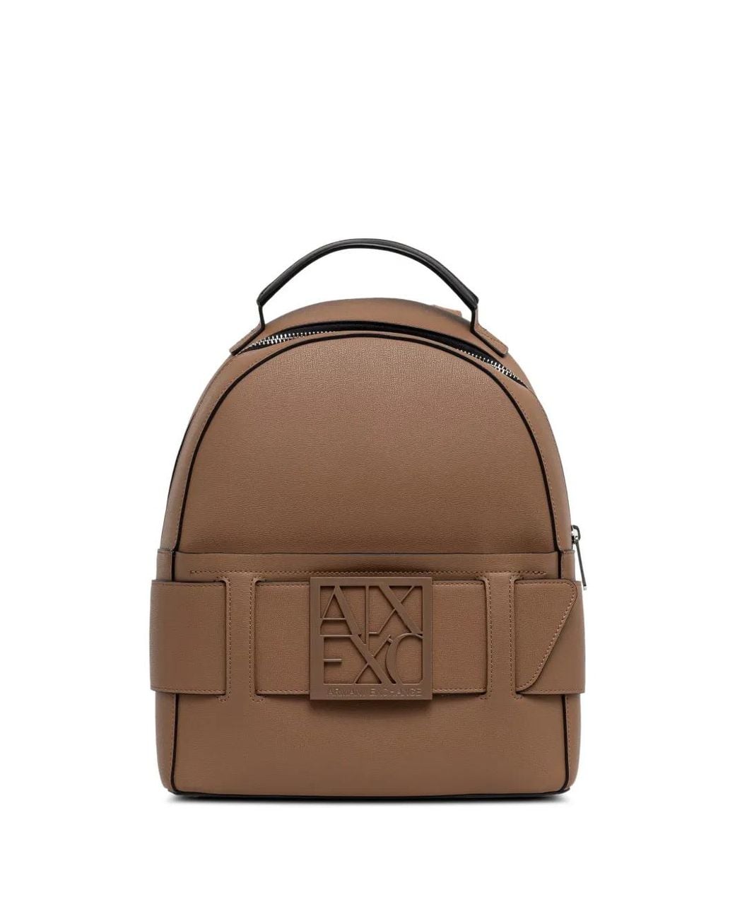 ARMANI EXCHANGE Brown Logo-Plaque Backpack