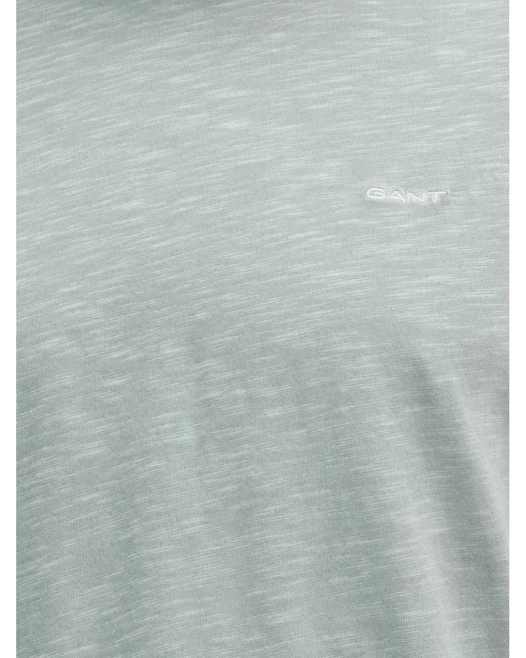 Gant Gray Logo-Embroidered Slub-Texture T-Shirt for men