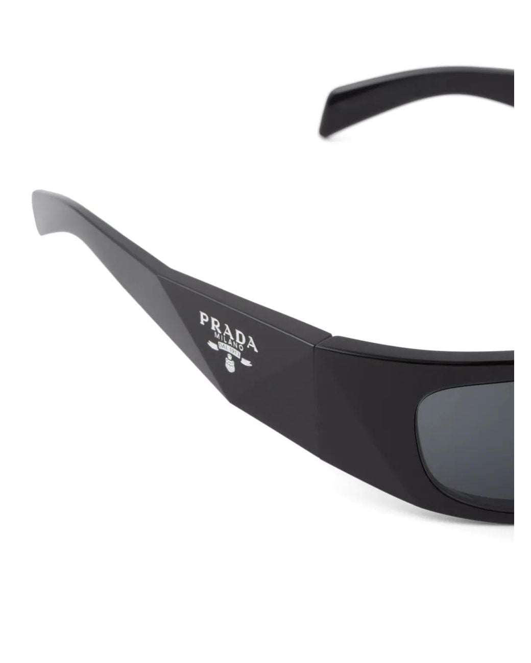 Prada Gray Symbole Wraparound-Frame Sunglasses