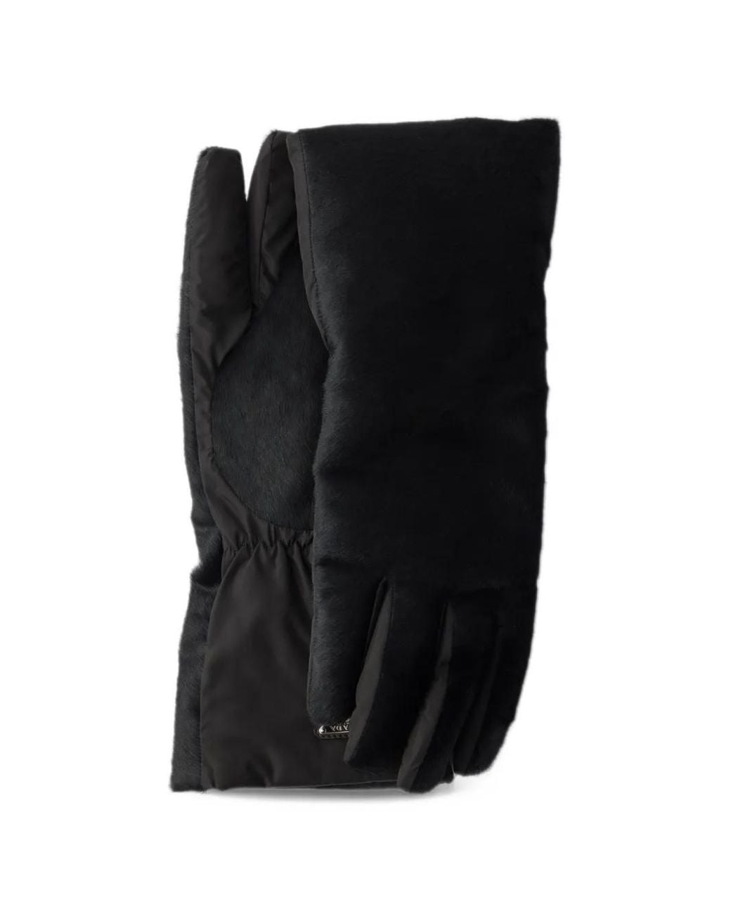 Prada Black Re-Nylon And Leather Gloves for men