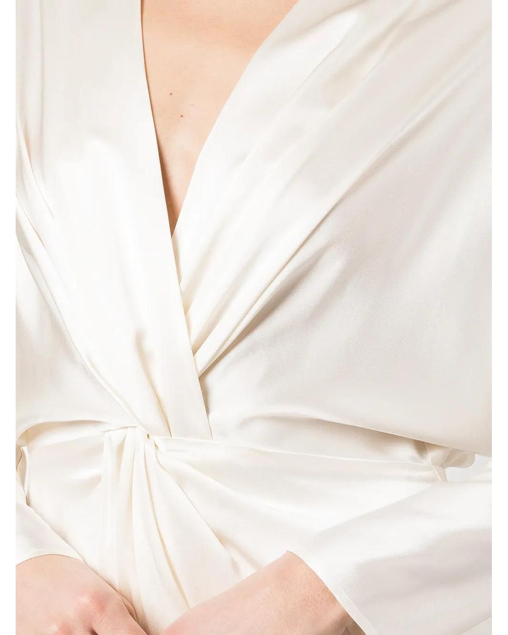 Michelle Mason White Twist-Detail Silk Gown