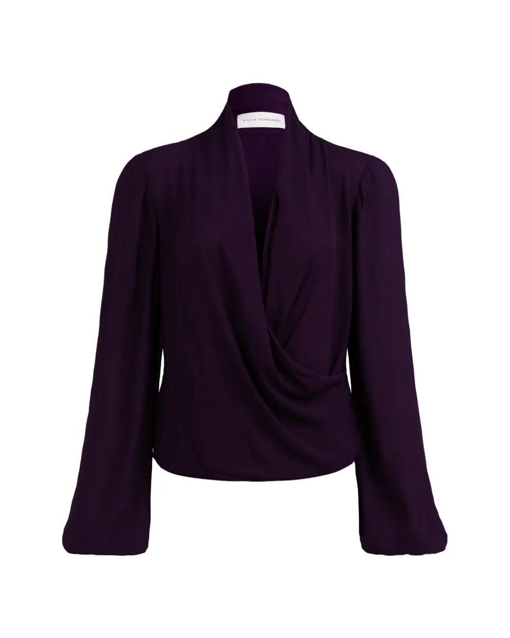 Silvia Tcherassi Blue Tea Wrap-Style Blouse