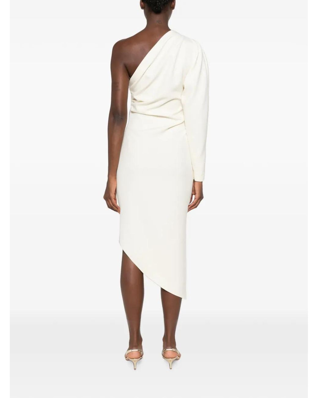 FEDERICA TOSI White One-Shoulder Draped Asymmetric Dress