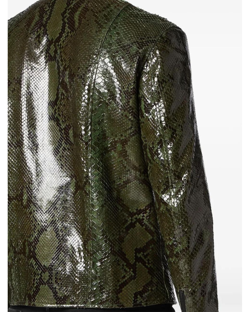 Philipp Plein Green Python-Effect Jacket for men