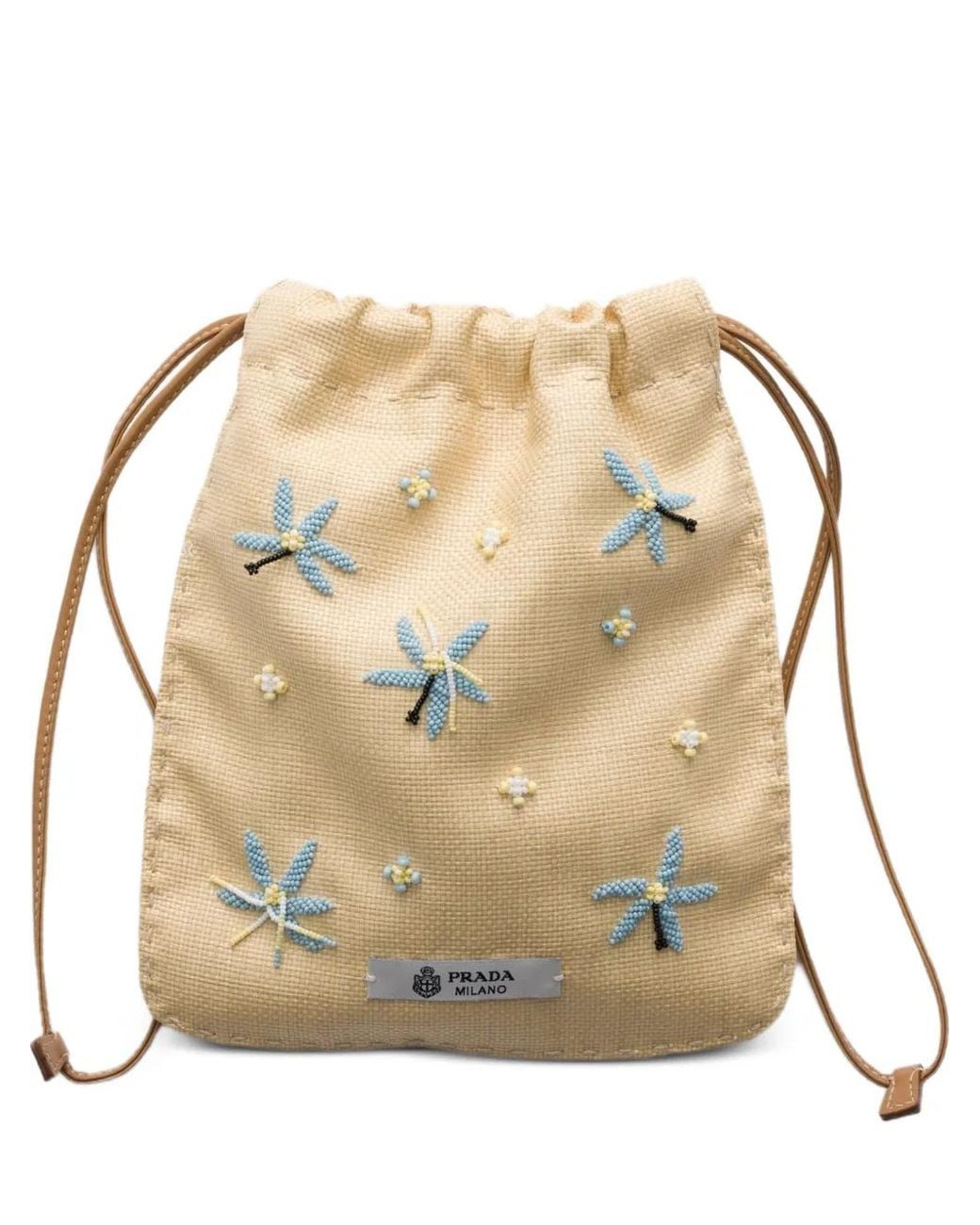 Prada Natural Embroidered-Canvas Smartphone Case