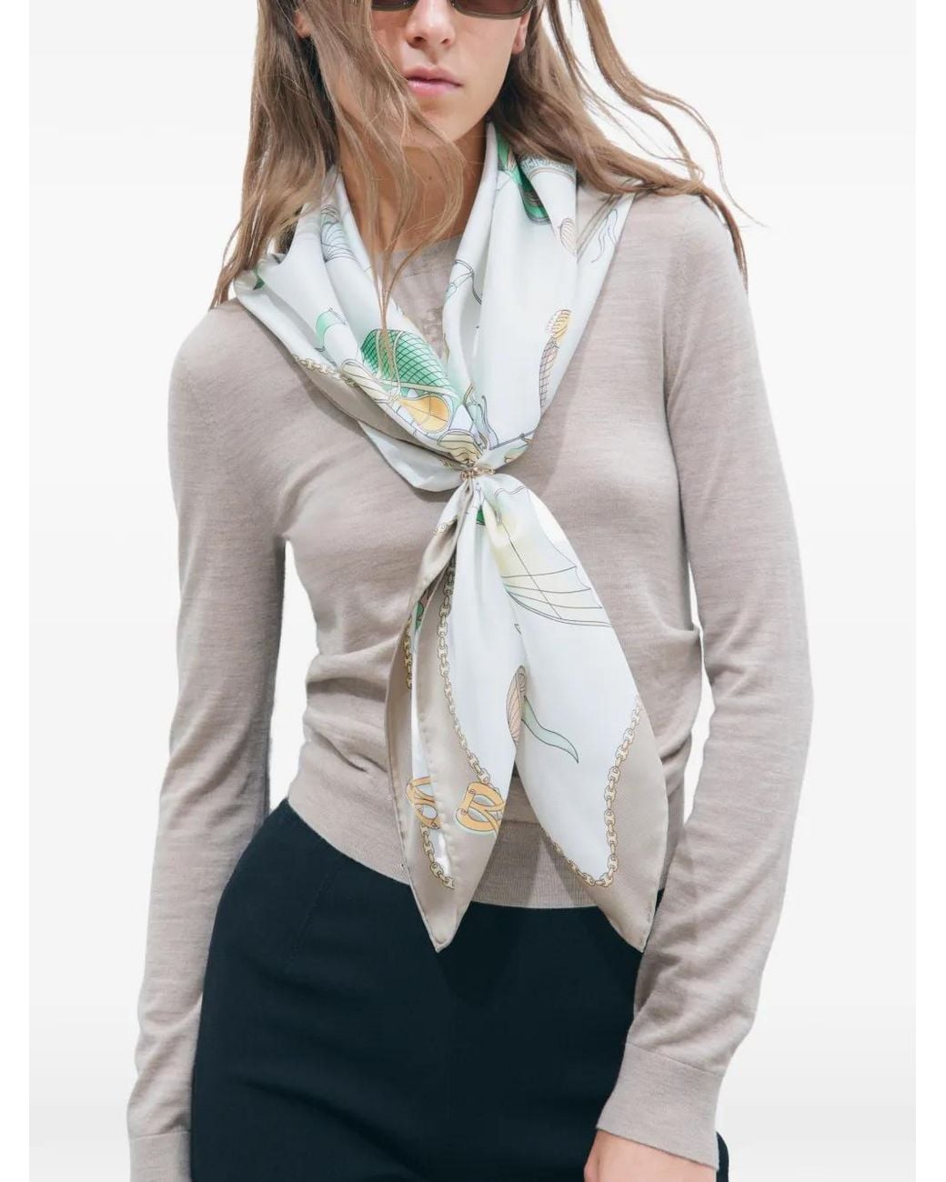 Tory Burch White Hot Air Balloon Silk Square Scarf