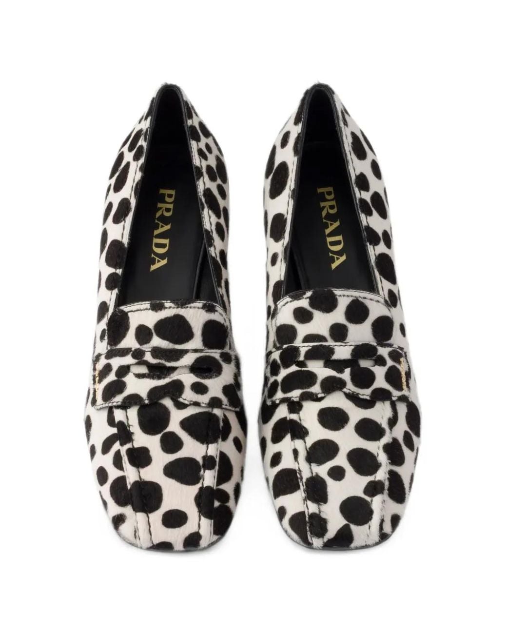 Prada White Printed Calf Hair Leather Loafers
