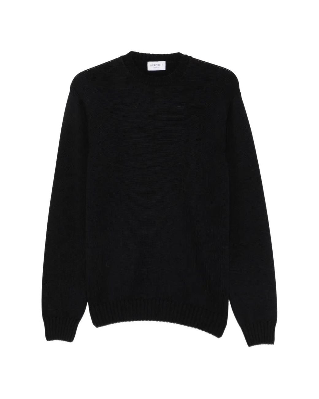 Heritage Black Ribbed-Knit Crew-Neck Sweater for men