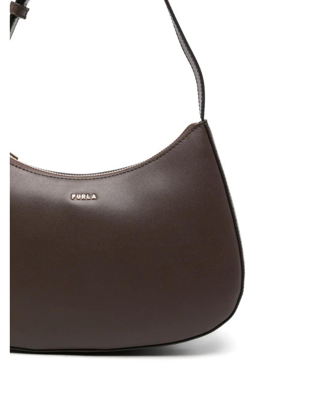 Furla Brown Logo-Lettering Leather Shoulder Bag
