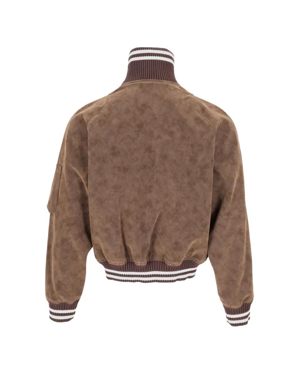 Palm Angels Brown Logo-Patch Suede-Effect Jacket for men