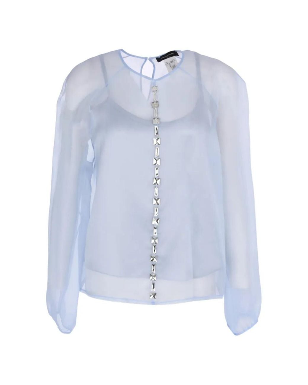 Fabiana Filippi Blue Crystal-Embellished Organza Blouse