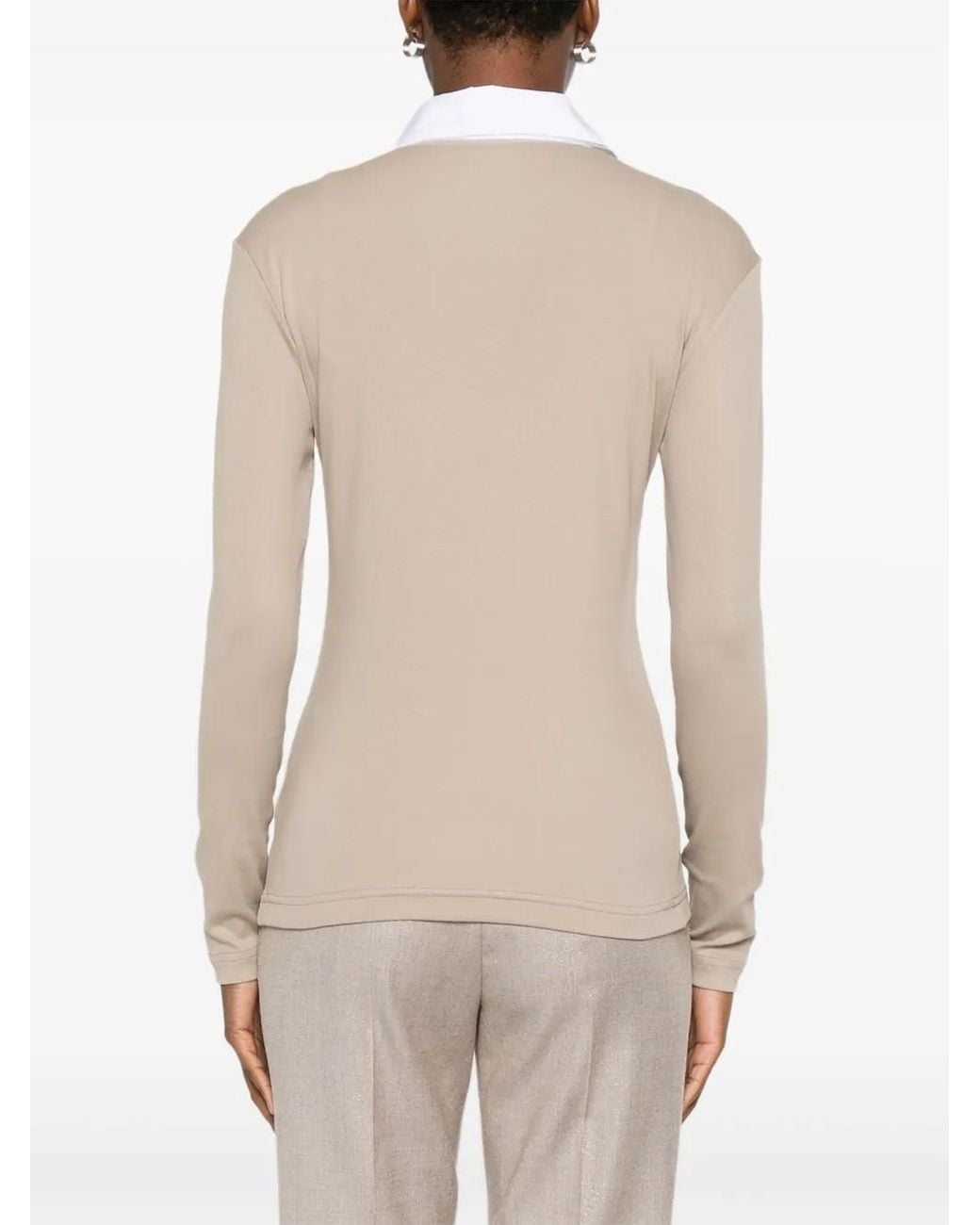 Fabiana Filippi Natural Long-Sleeve Polo Shirt