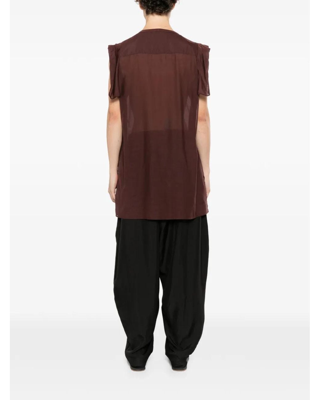 Yohji Yamamoto Purple Human String-Collar Graphic-Print Shirt for men