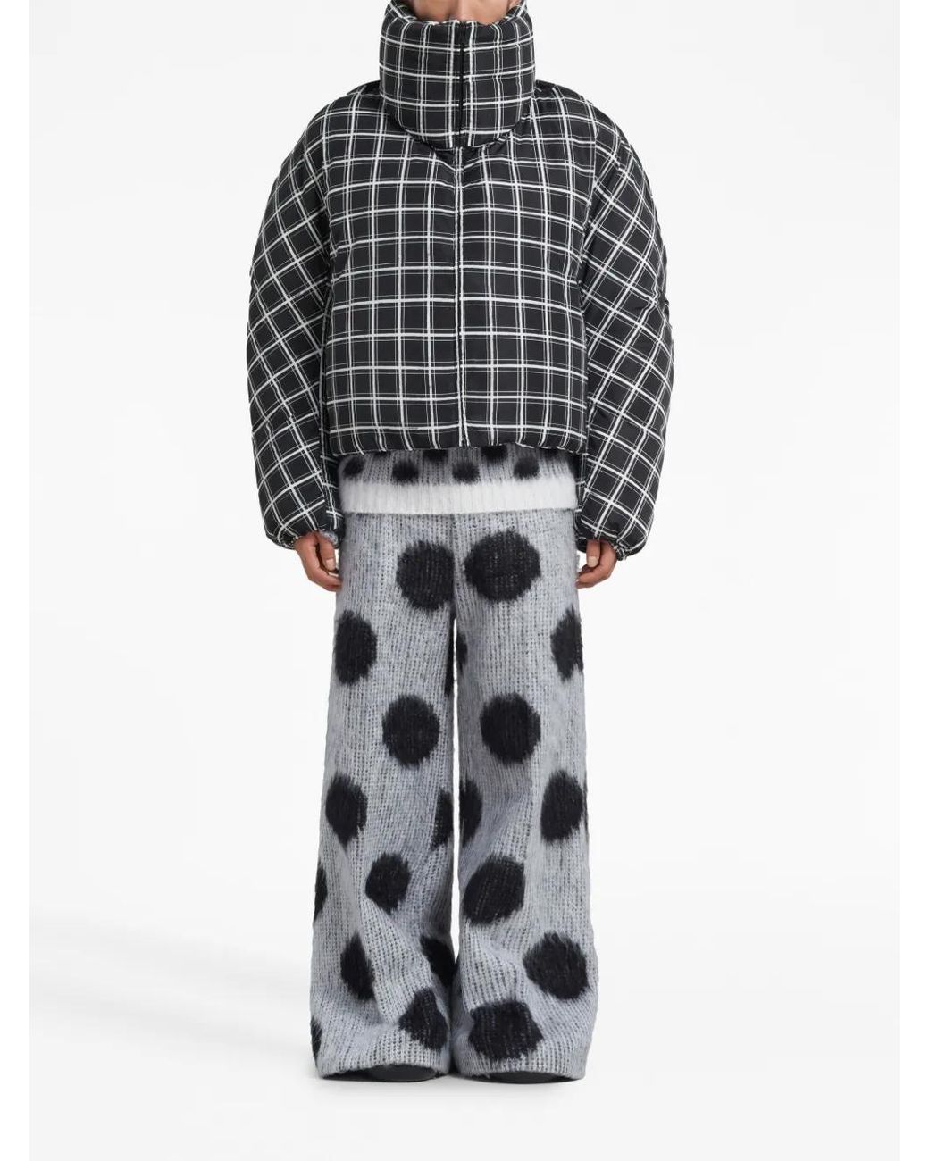 Marni Black Checked Oversized Down Jacket for men