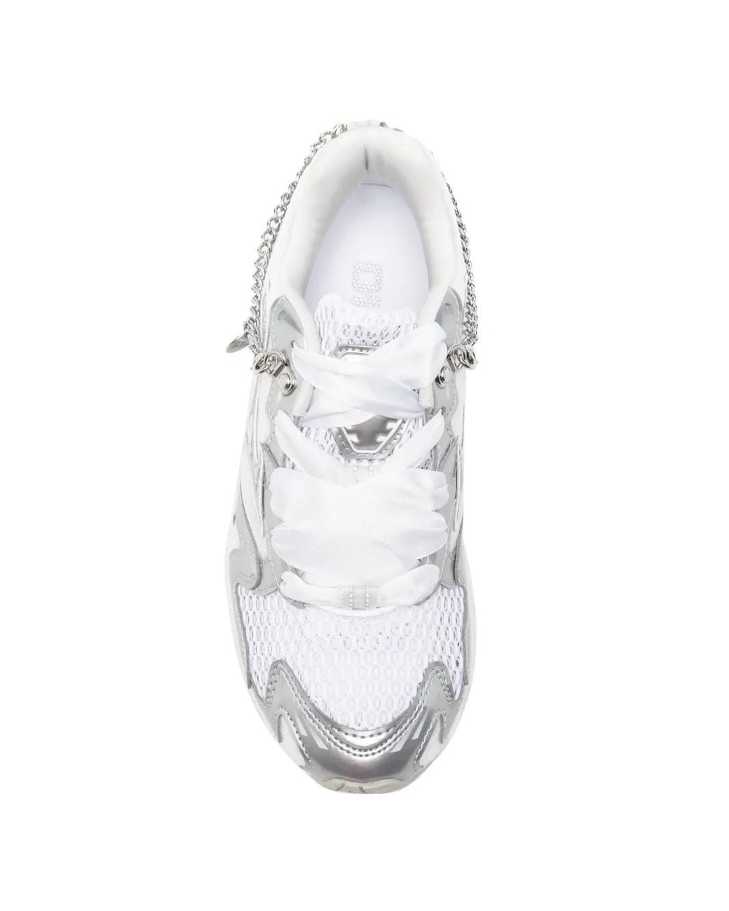 Mizuno White Chain-Embellished Mesh Sneakers