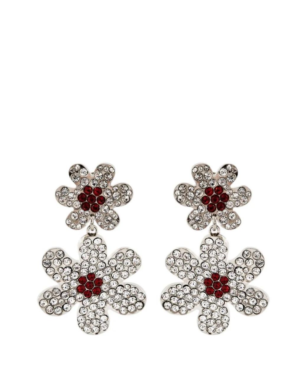 Marni White Flower Crystal Earrings