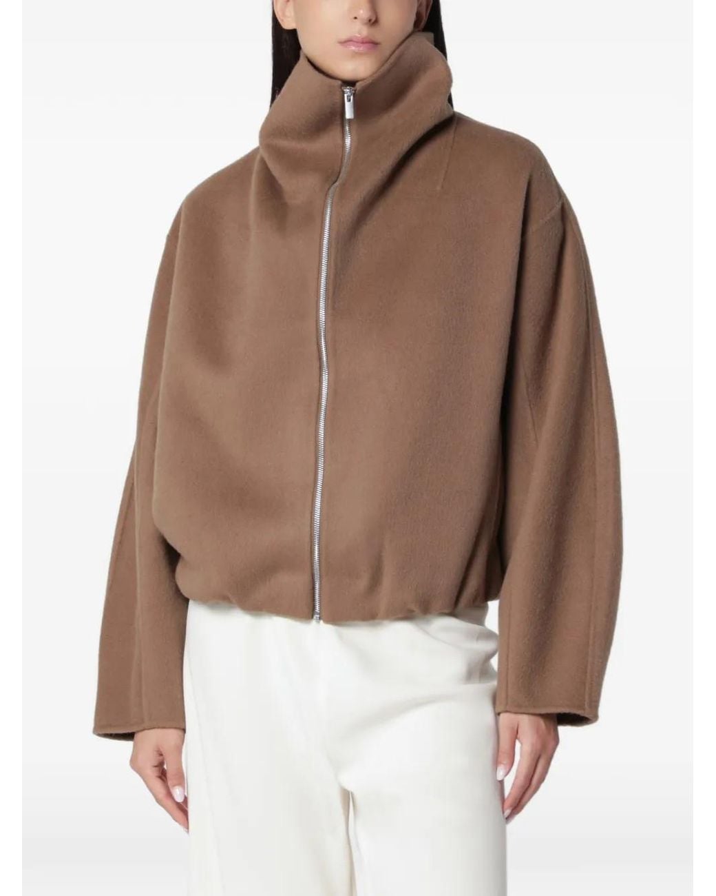 Almada Label Brown Lindy High-Neck Wool Jacket