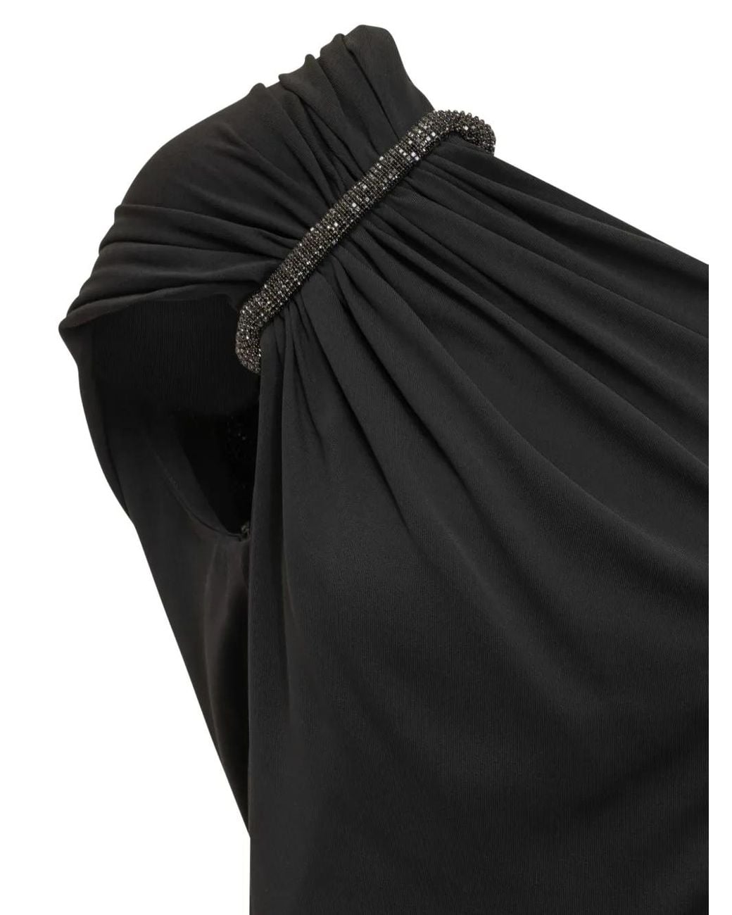 Tom Ford Black One-Shoulder Embellished Midi Dress