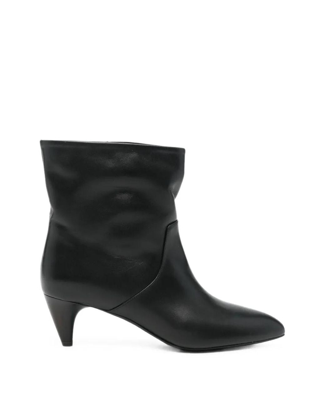Isabel Marant Black Pointed-Toe Leather Ankle Boots