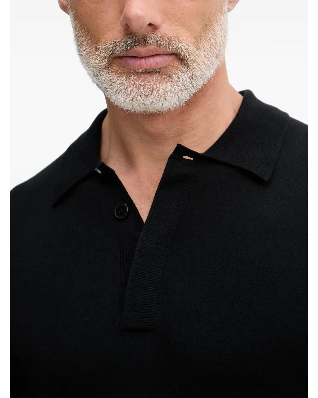 Sisley Black Long-Sleeve Polo Sweater for men