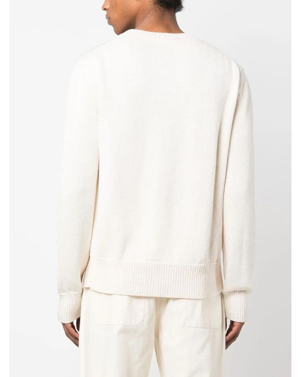 Jil Sander White Crew-Neck Knitted Jumper for men