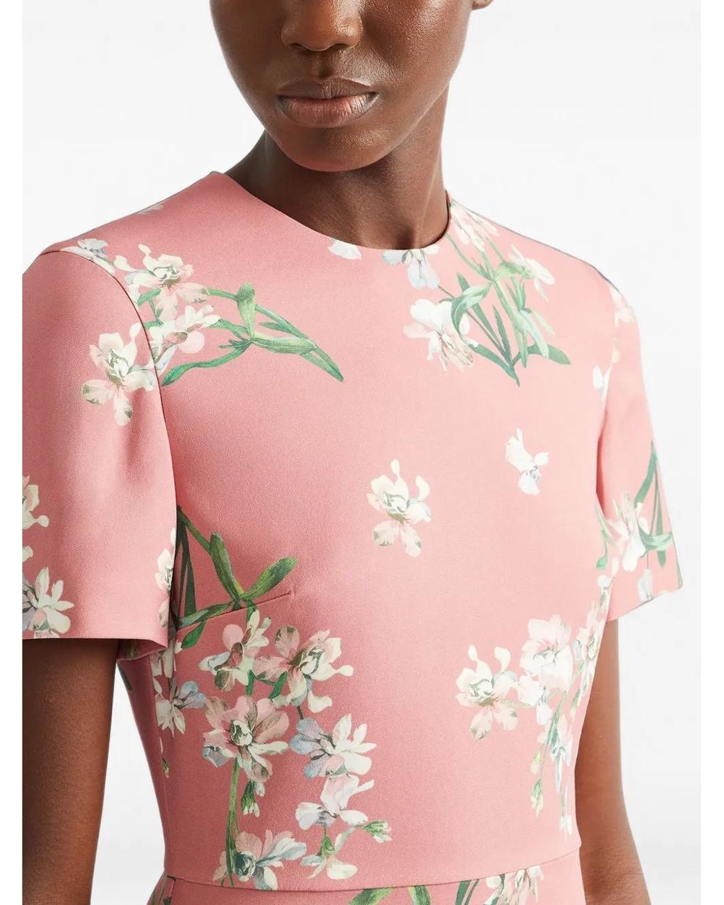 Erdem Pink Floral-Print Midi Dress