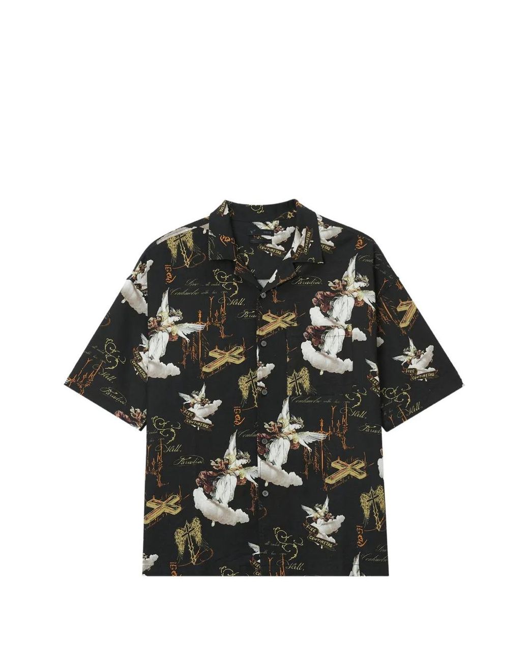 Camisa De Manga Corta Con Motivo FIVE CM de hombre de color Black