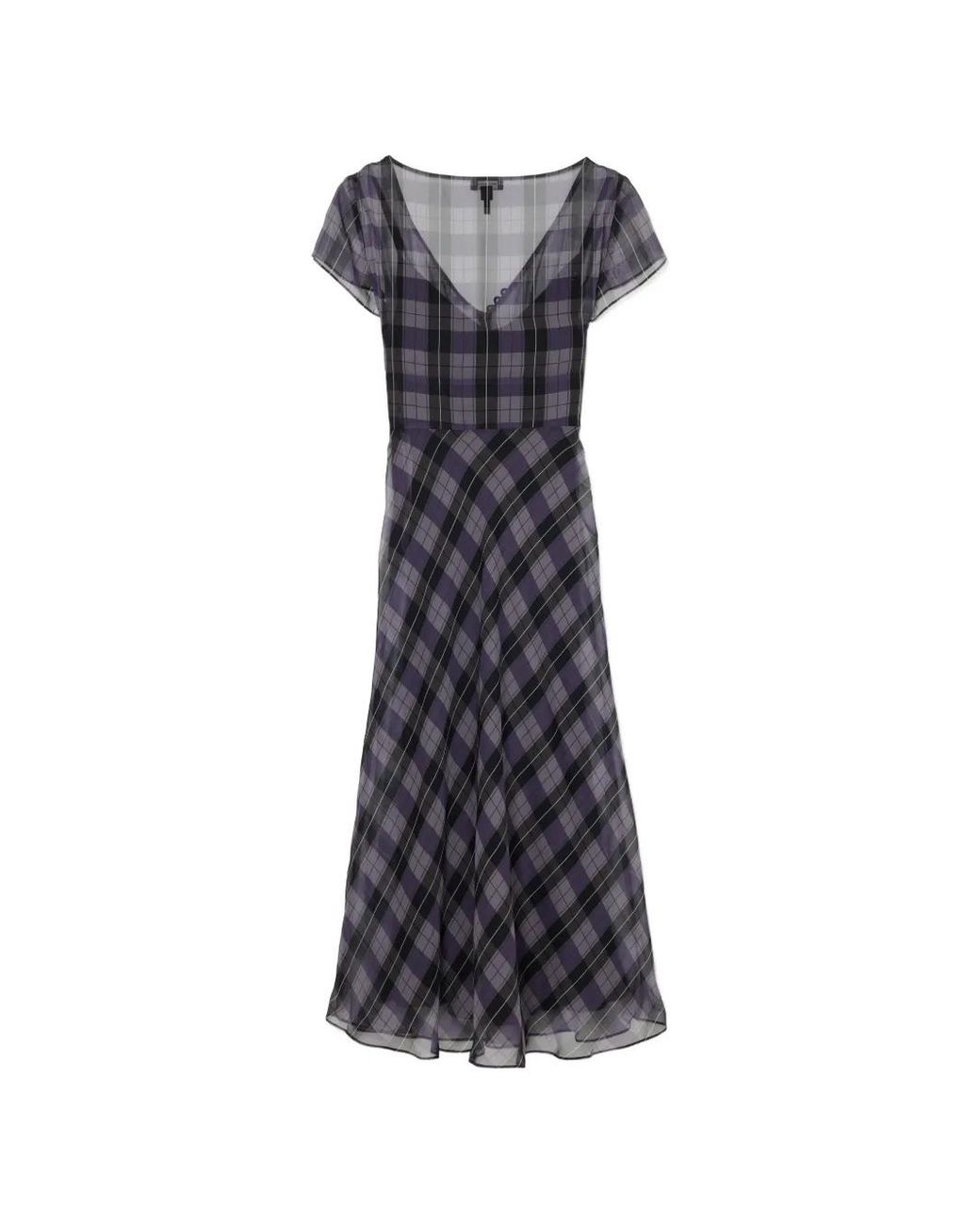 Marc Jacobs Blue Plaid Chiffon Midi Dress