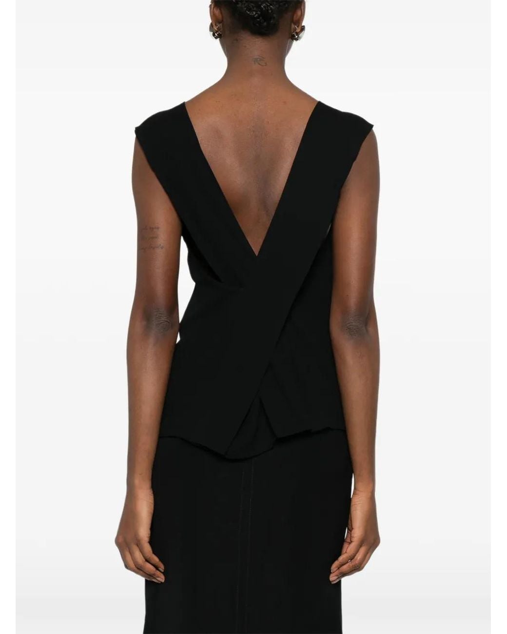 Moschino Black Blouse À Design Sans Manches