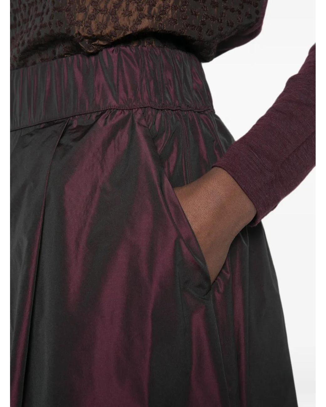 Whyci Purple Pleated Midi Skirt