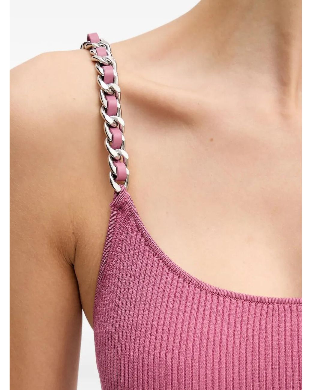 MICHAEL Michael Kors Pink Chai- Strap Ribbed Midi Dress