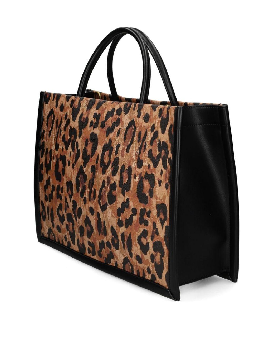 Just Cavalli Leopard-Print Leather Tote Bag in Brown | Lyst
