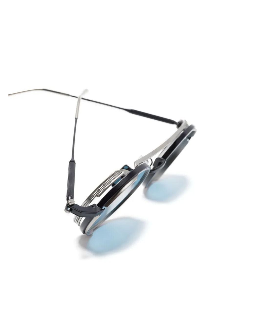 Akoni Blue Eris Round-Frame Double-Bridge Sunglasses