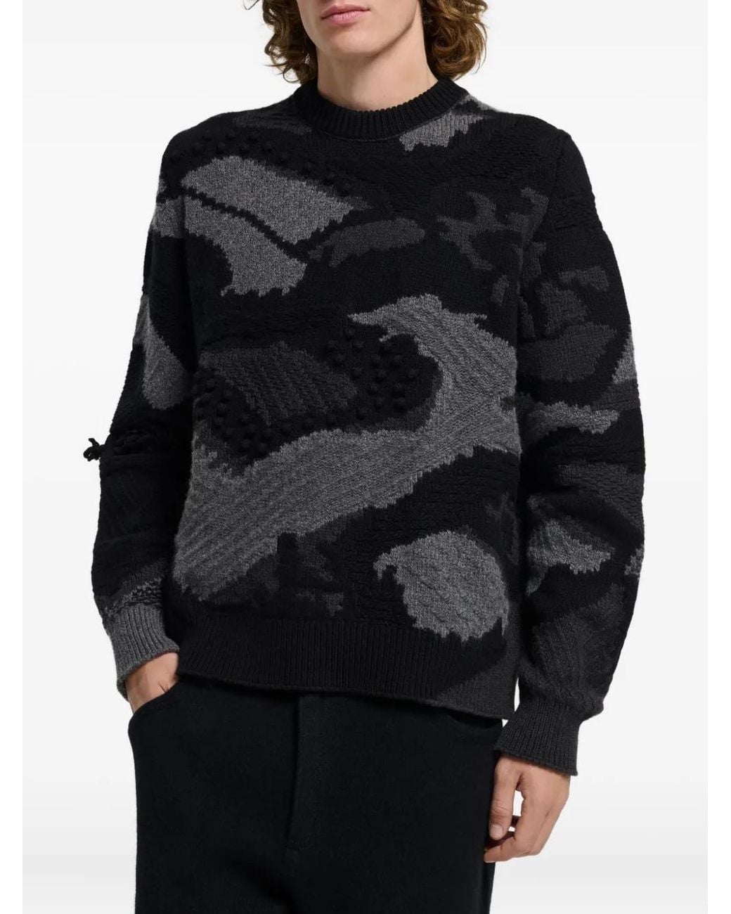 Barrie Black Patterned-Intarsia Sweater for men