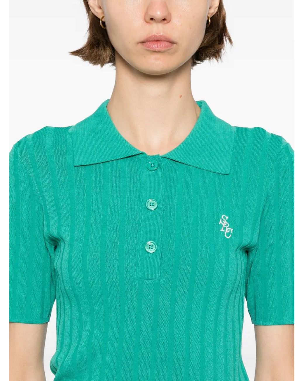 Sporty & Rich Src Geribbelde Polotop in het Green