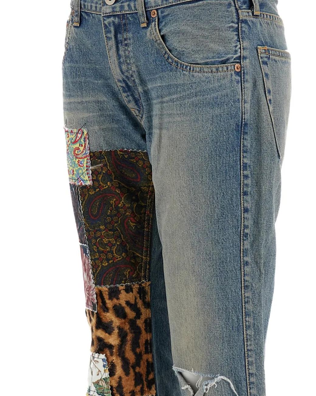 Junya Watanabe Blue Patchwork Distressed Jeans