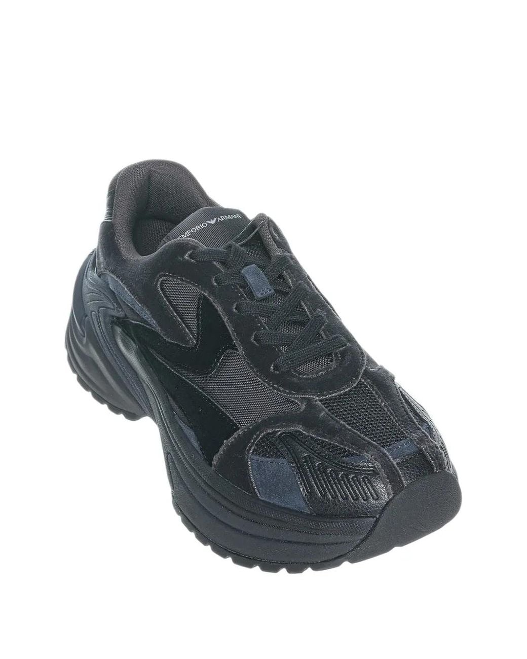 Emporio Armani Gray Sneakers With Mesh Suede And A Chunky Rubber Sole for men