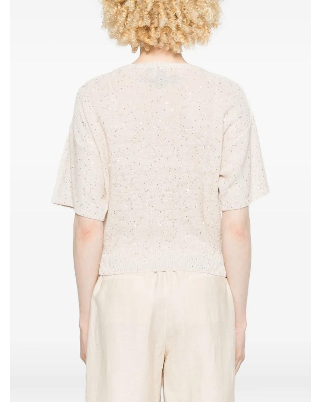 Antonelli White Zagara sequin-embellished top