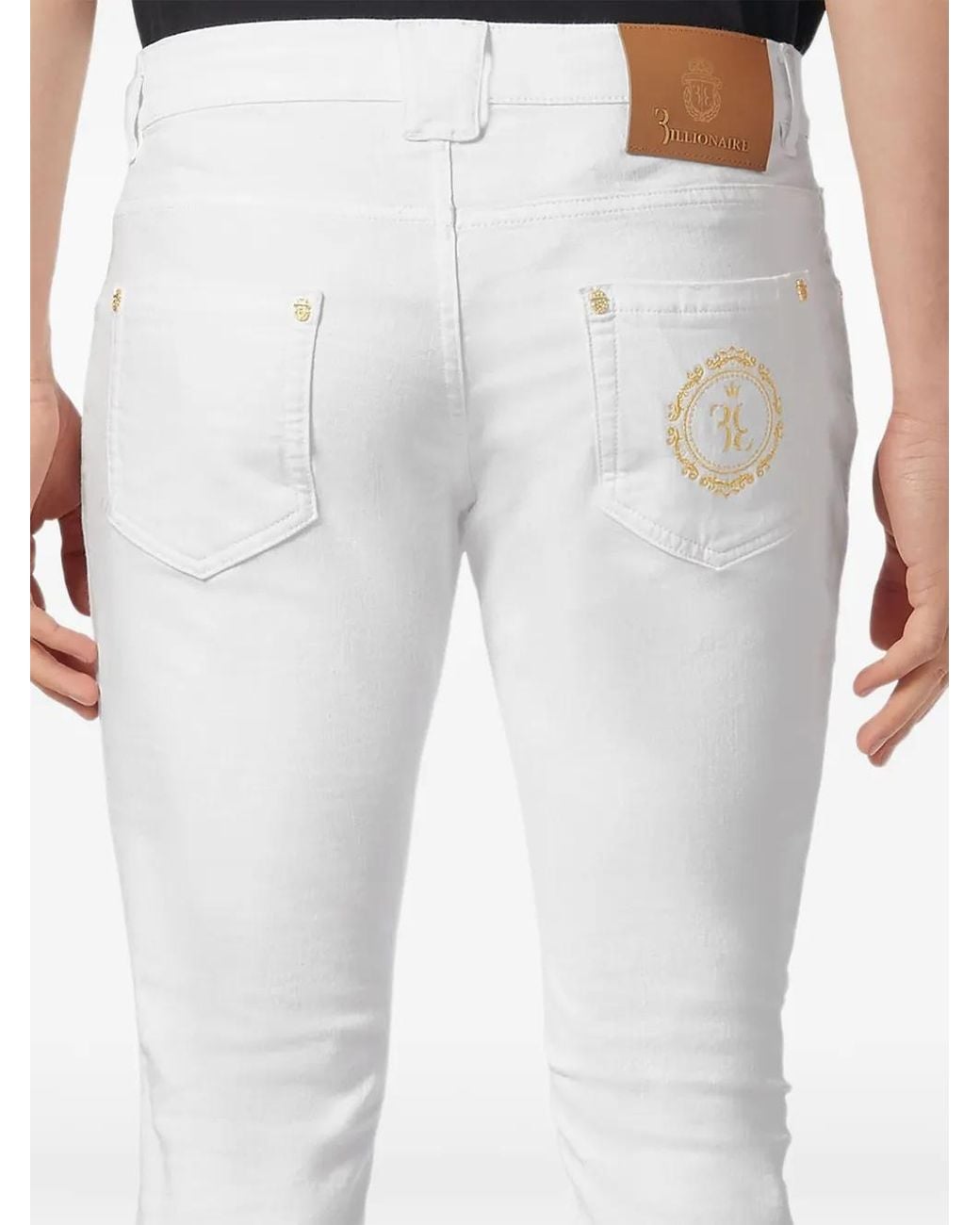 Billionaire White Jean À Broderies for men